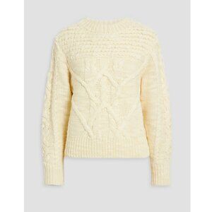 Isabel Marant Étoile Ryder Bouclè Trim Cable-Knit Wool Sweater / FR 38 / Cream